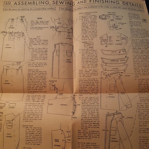 1950s McCall Men's Shirt Sewing Pattern -Long & Short Sleeved 8335 - Picture 9 of 10